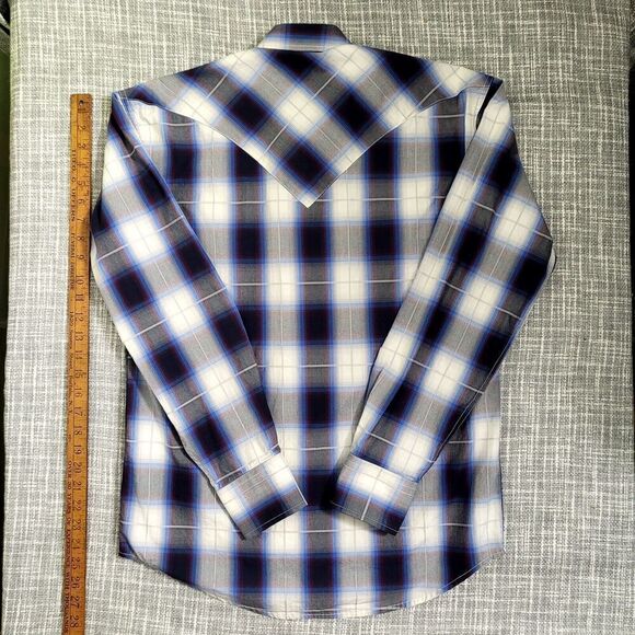 Stetson Western Shirt Ombre Plaid Blue Red Black Model 11-001-0478-1032 Men's S - Picture 6 of 14
